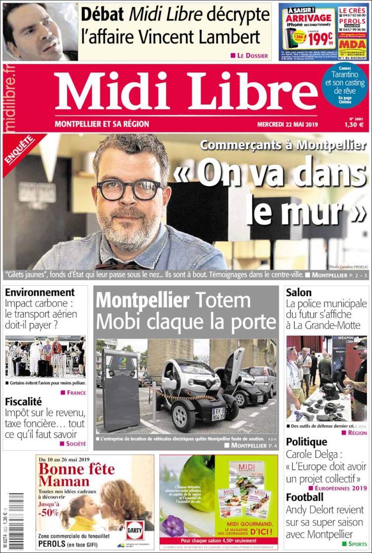 Portada de Midi Libre (Francia)