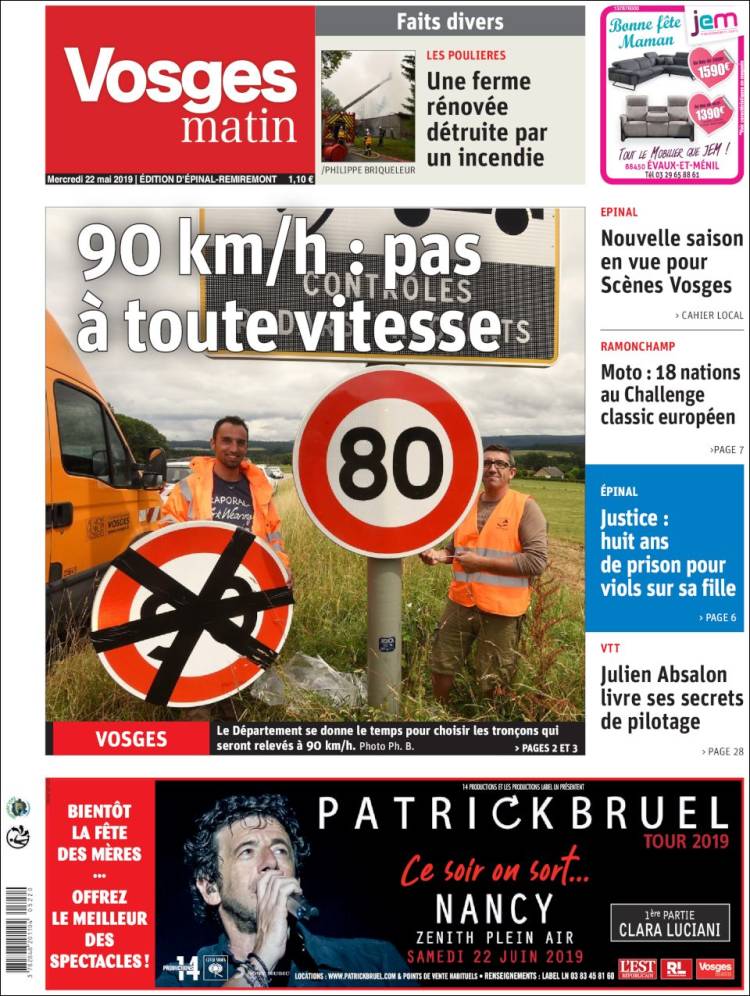 Portada de Vosges Matin (Francia)