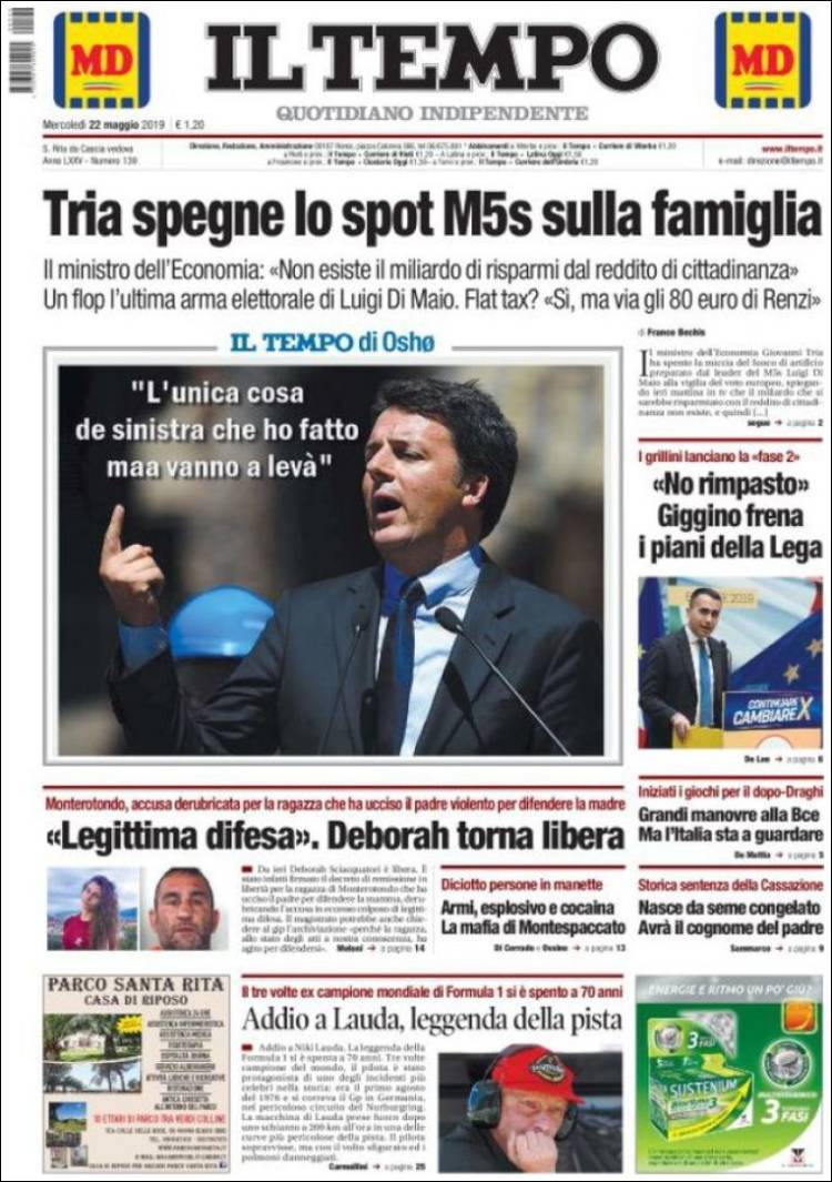 Portada de Il Tempo (Italia)