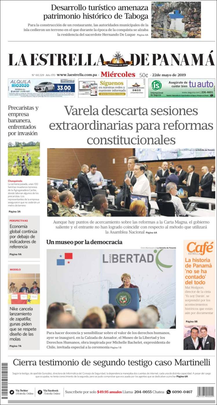 Portada de La Estrella de Panamá (Panam&aacute;)
