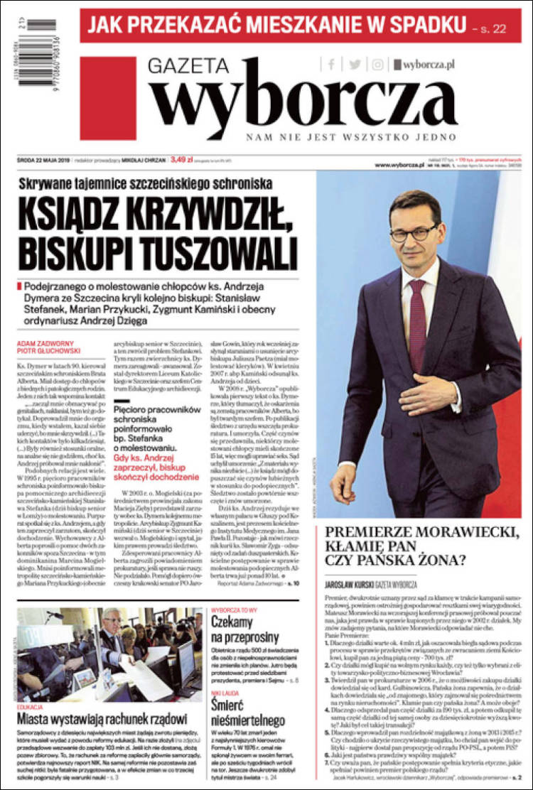 Portada de Gazeta Wyborcza (Polonia)