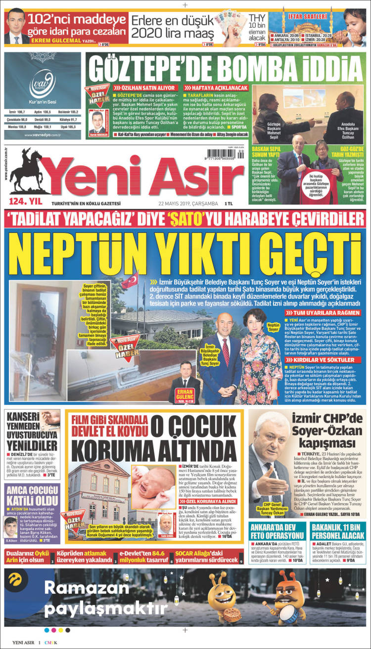 Portada de Yeni Asır (Turqu&iacute;a)