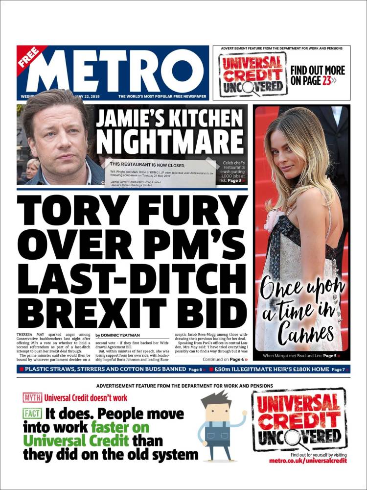 Portada de Metro (Reino Unido)