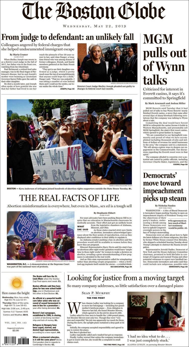 Portada de Boston Globe (États-Unis)