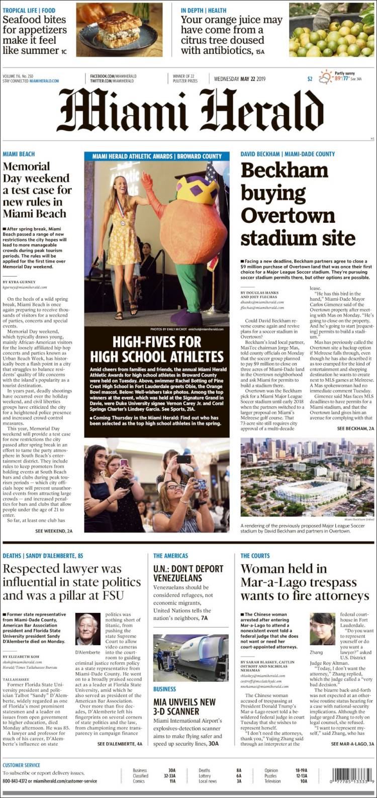 Portada de Miami Herald (USA)