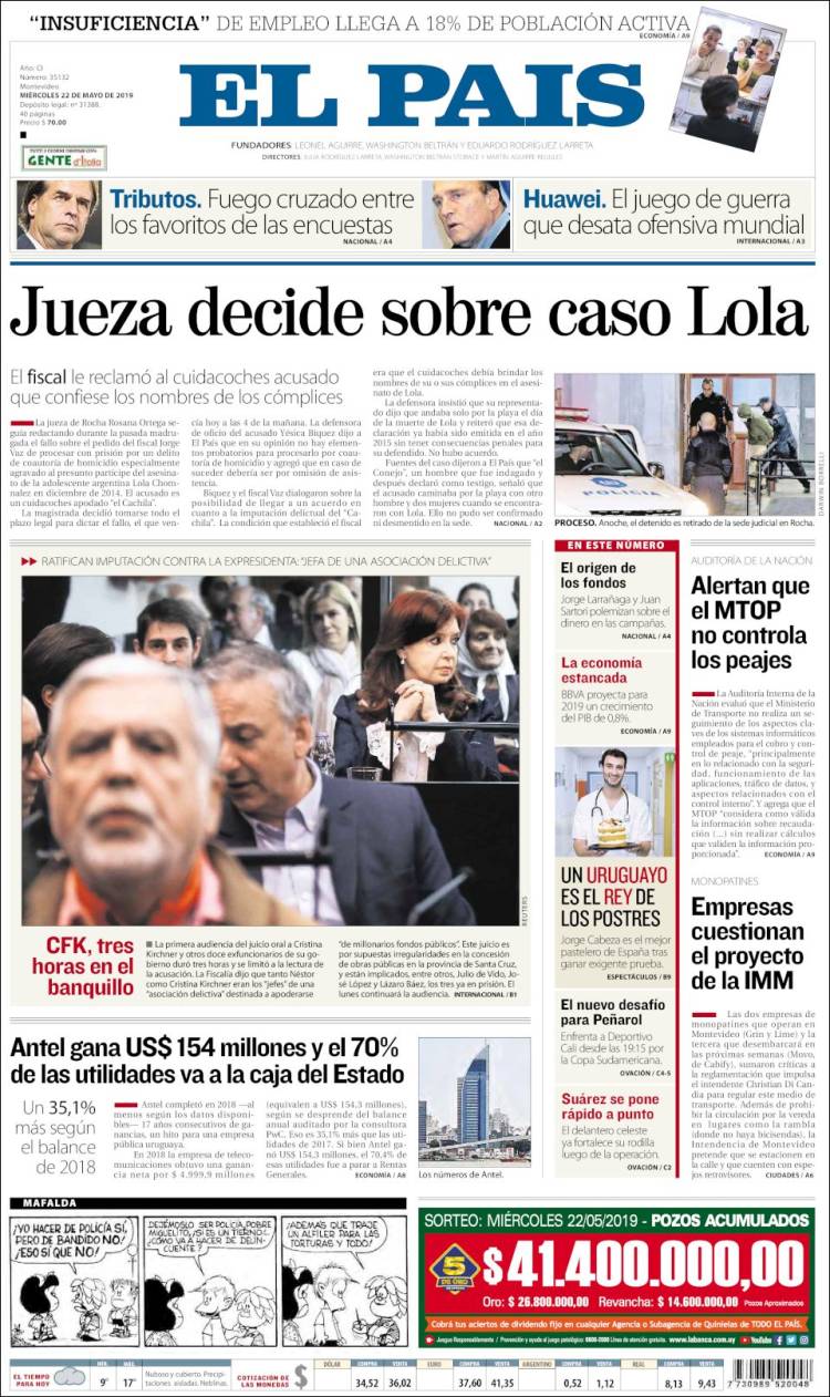 Portada de El País (Uruguay)