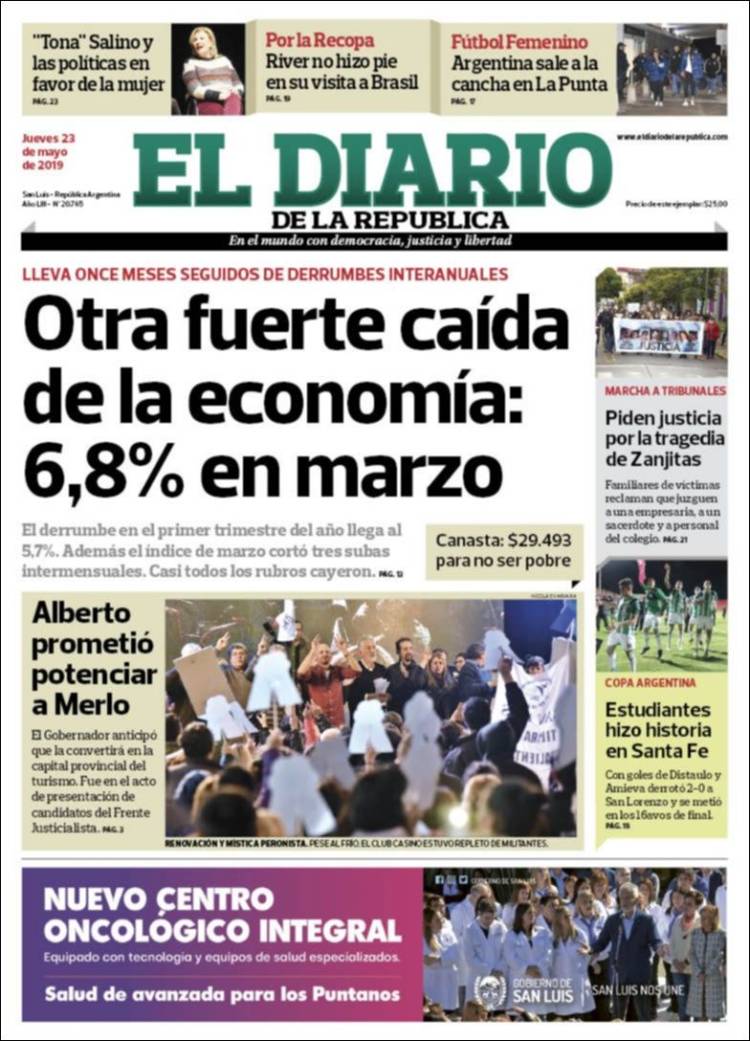 Portada de Diario de la República (Argentina)