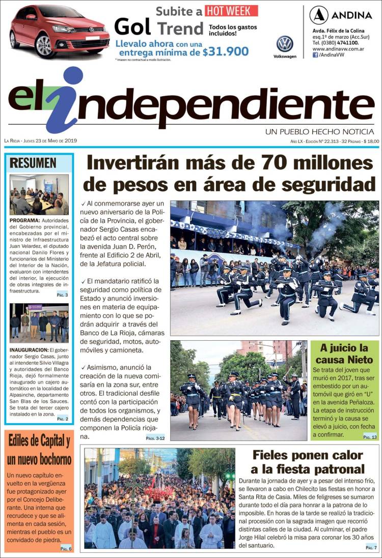 Portada de El Independiente (Argentina)