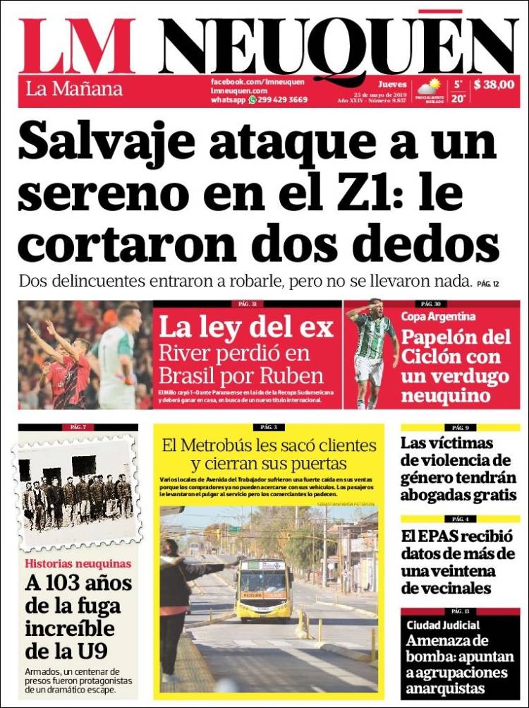 Portada de La Mañanade Neuquén (Argentina)