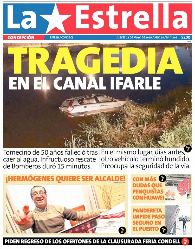 Portada de La Estrella de Concepción (Chile)