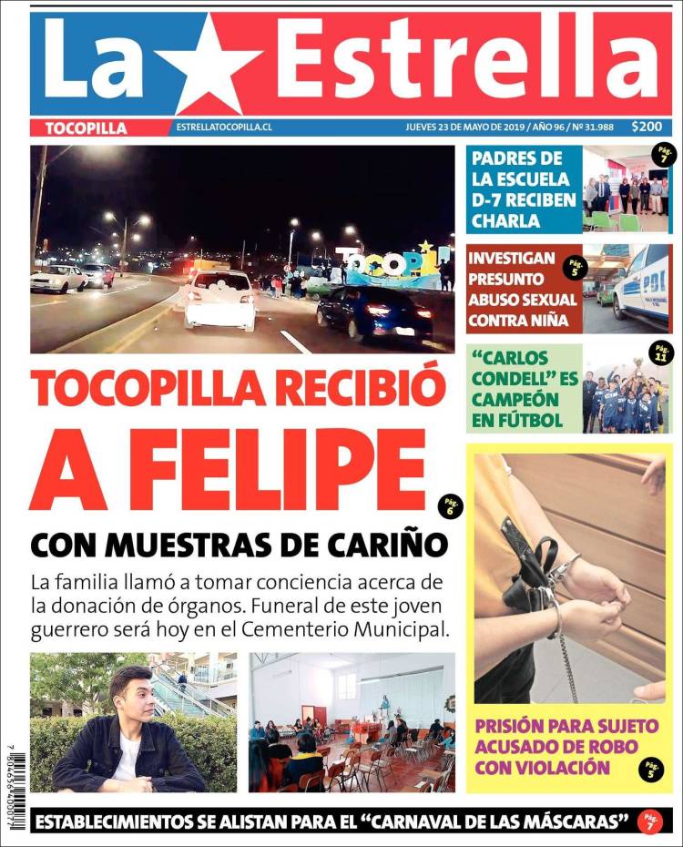 Portada de La Estrella de Tocopilla (Chile)