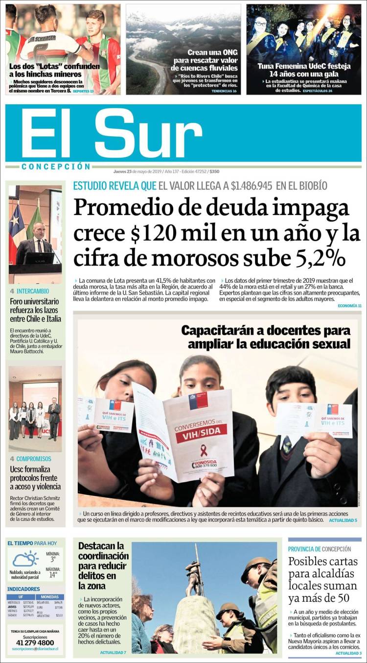 Portada de El Sur (Chile)