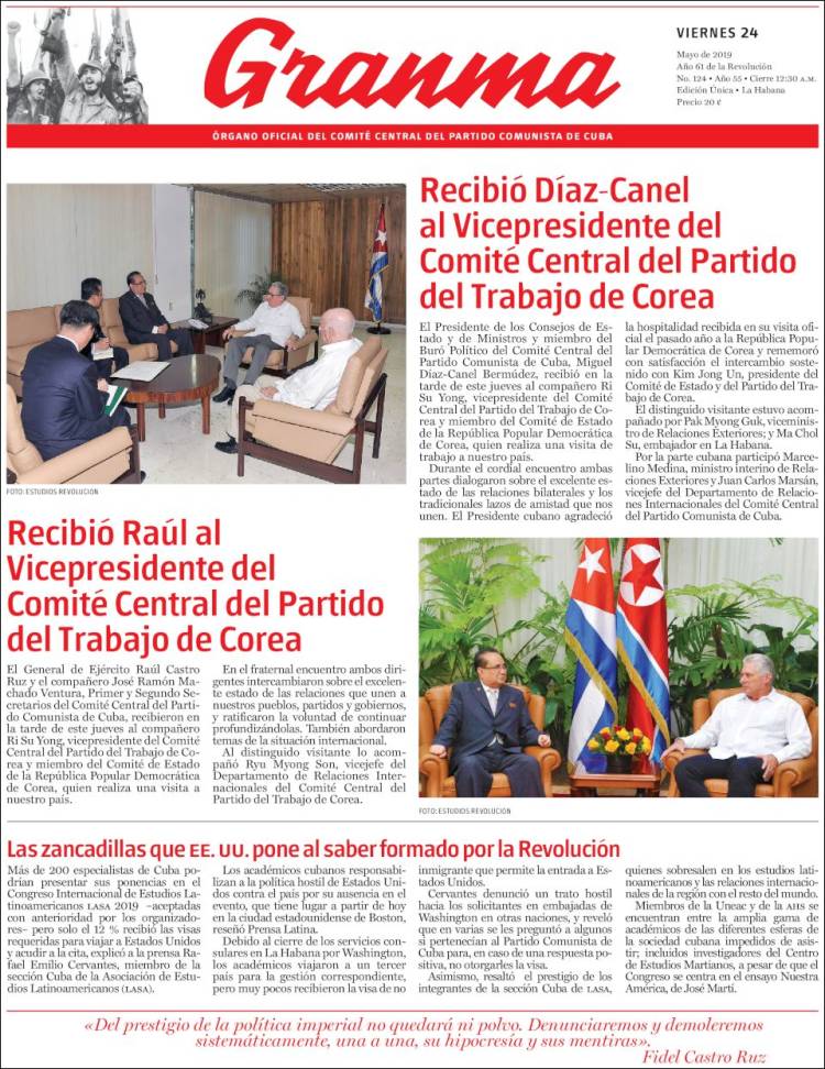 Portada de Granma (Cuba)