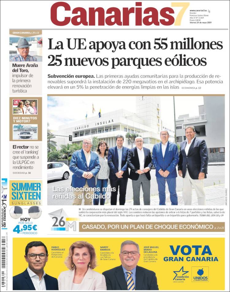 Portada de Canarias 7 (España)