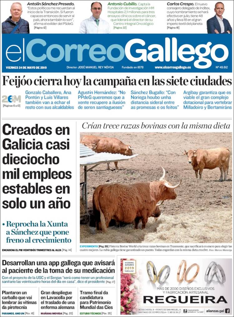 Portada de El Correo Gallego (España)