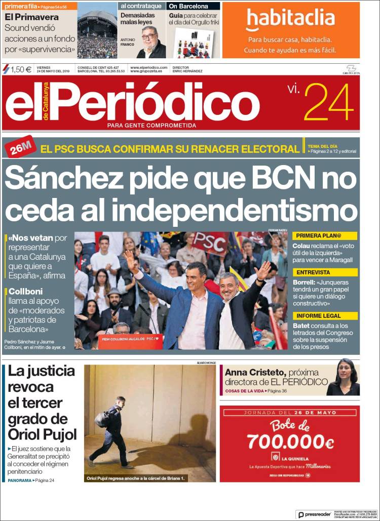 Portada de El Periódico (Spain)