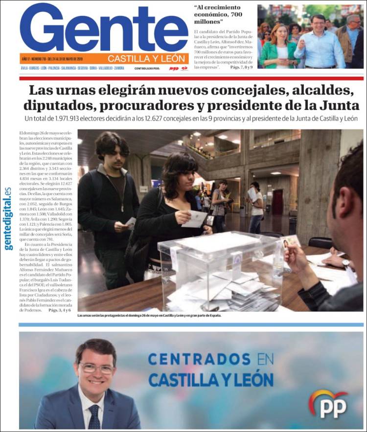 Portada de Gente en Valladolid (España)