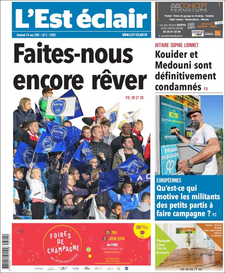 Portada de L'Est Eclair (Francia)