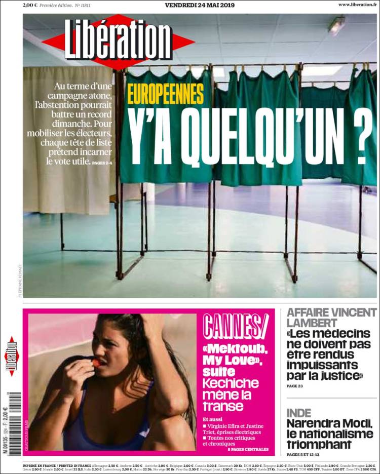 Portada de Libération (Francia)