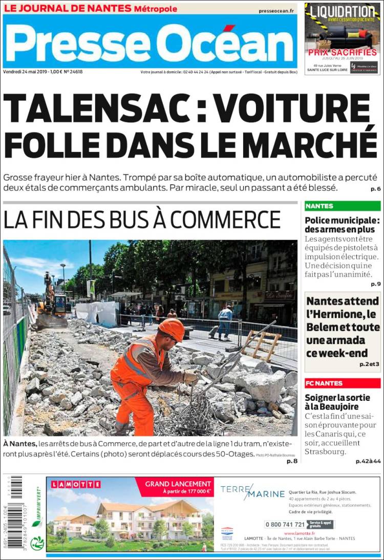 Portada de Presse Ocean (Francia)