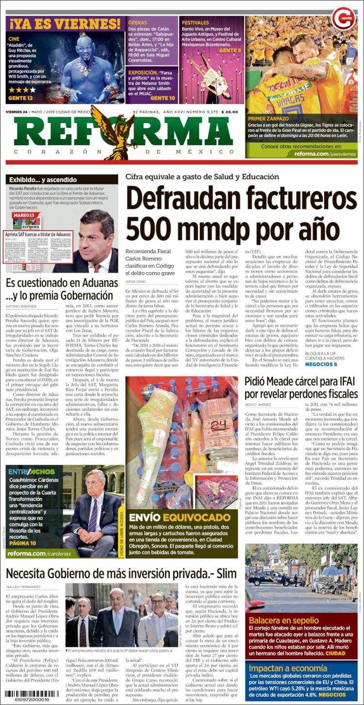 Portada de Reforma (M&eacute;xico)