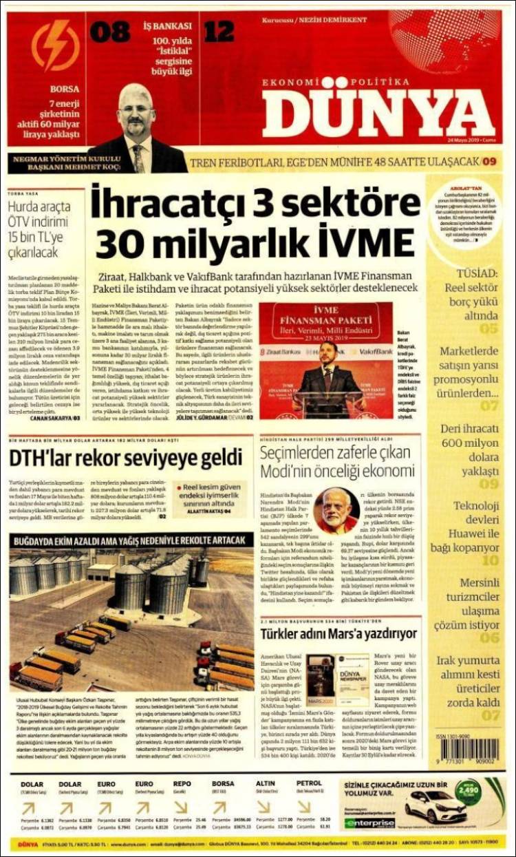 Portada de Dünya (Turqu&iacute;a)
