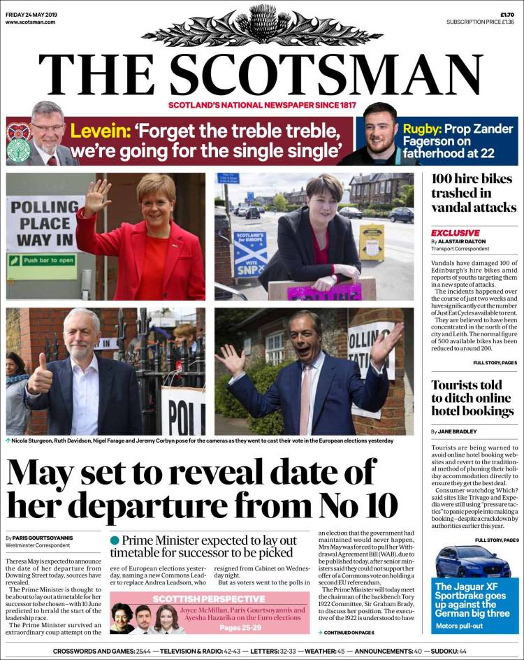 Portada de The Scotsman (Reino Unido)
