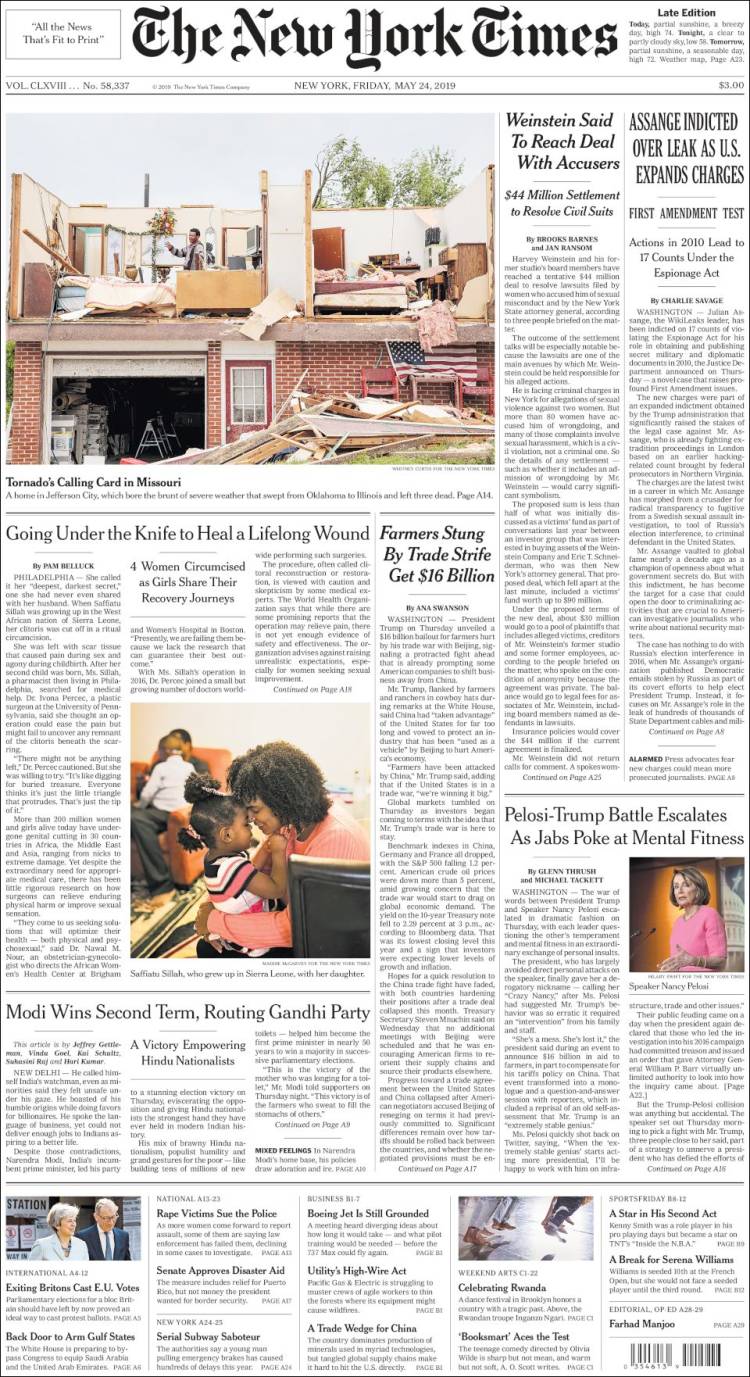 Portada de New York Times (USA)