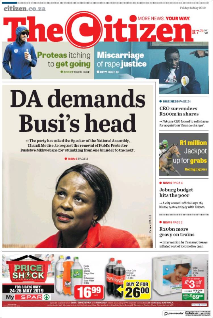 Portada de The Citizen (Sud&aacute;frica)