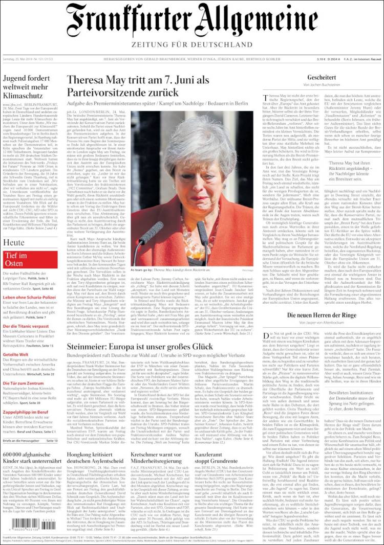 Portada de Frankfurter Allgemeine (Alemania)