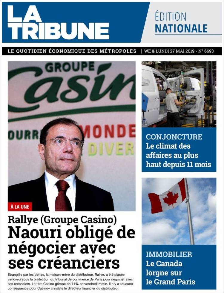 Portada de La Tribune (Francia)