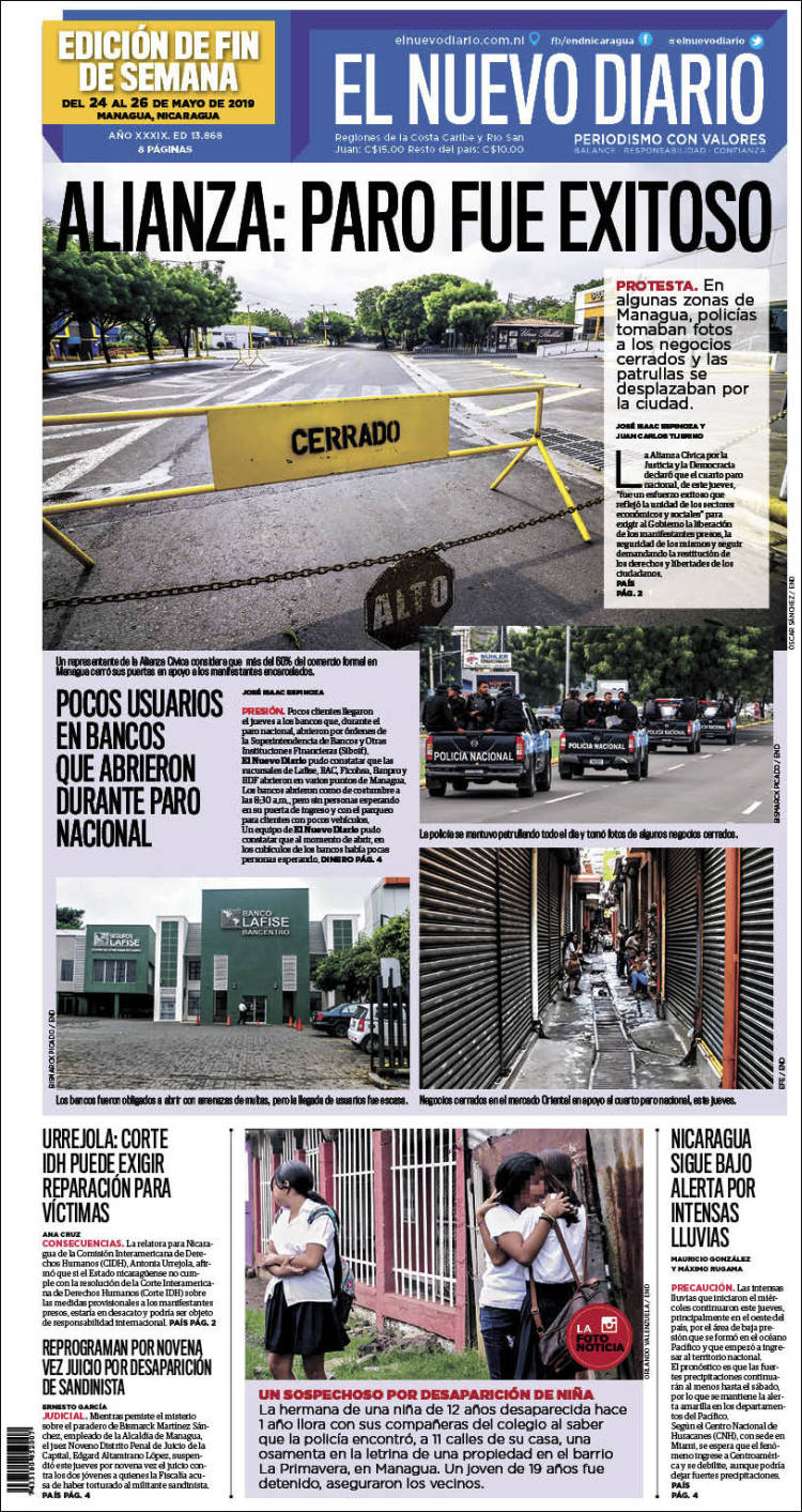 Portada de El Nuevo Diario (Nicaragua)