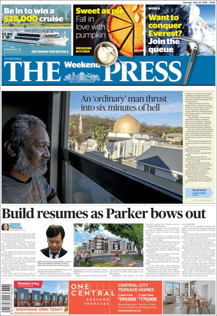 Portada de The Press (Nueva Zelanda)