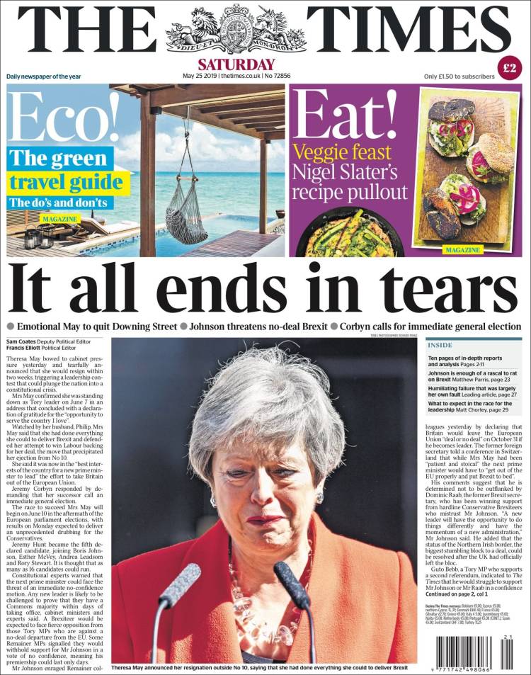 Portada de The Times (Reino Unido)