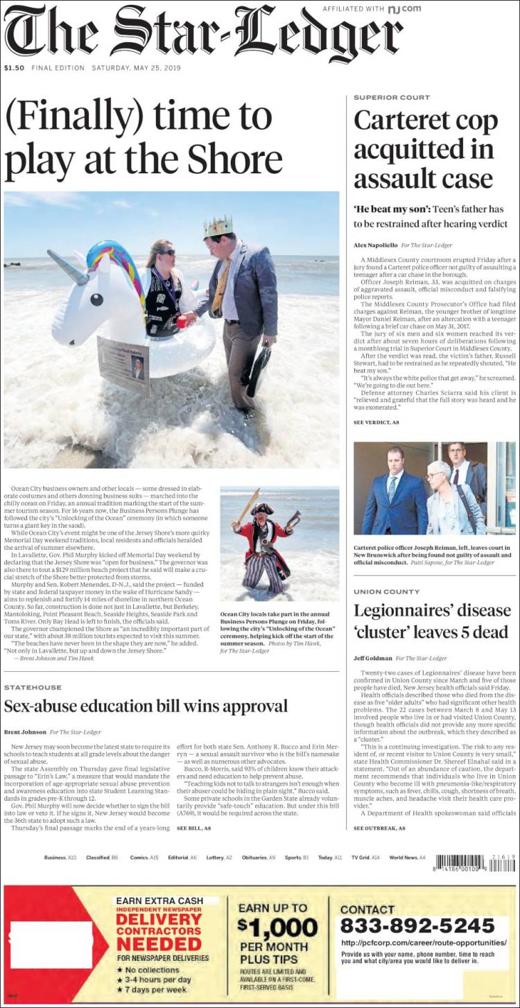 Portada de Star-Ledger (USA)