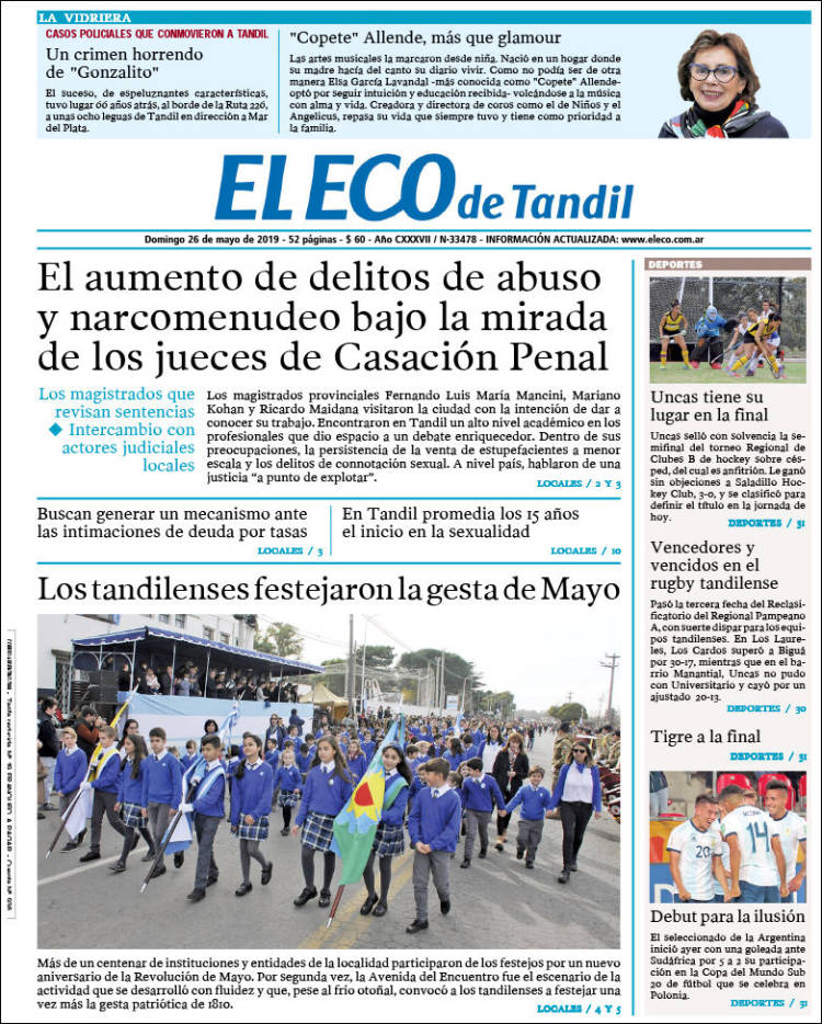 Portada de El Eco de Tandil (Argentina)