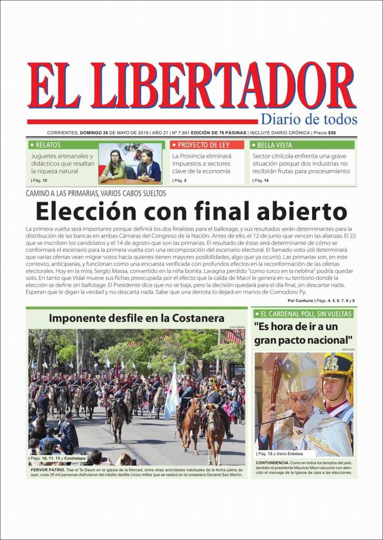 Portada de Diario El Libertador (Argentina)