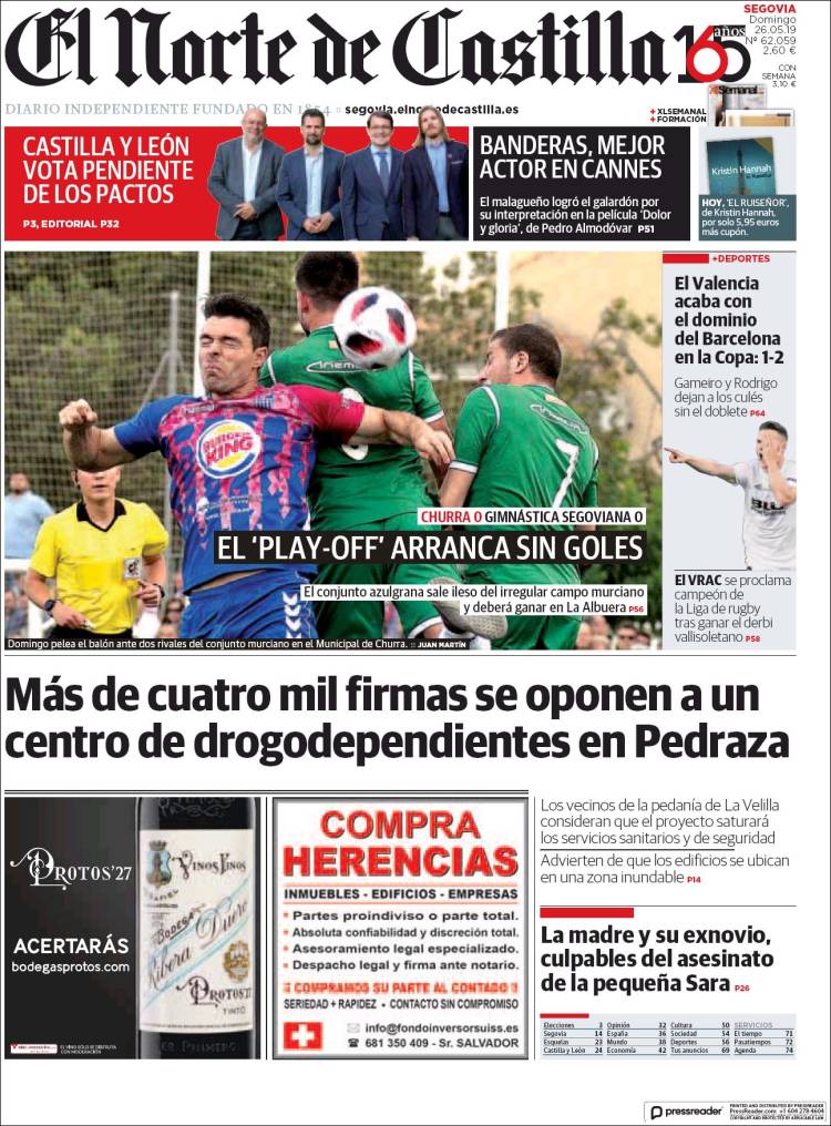 Portada de Norte de Castilla - Segovia (Espa&ntilde;a)