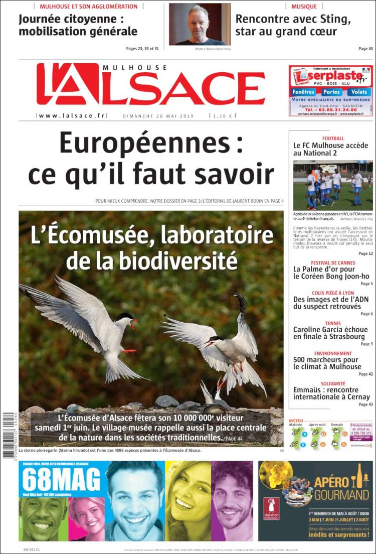 Portada de Journal L'Alsace (Francia)