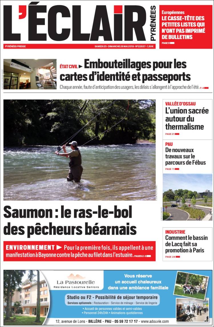 Portada de L'Eclair des Pyrénées (France)