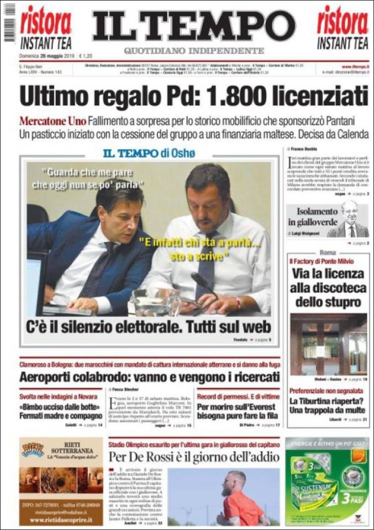 Portada de Il Tempo (Italie)