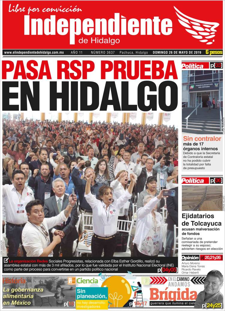 Portada de El Independiente de Hidalgo (Mexique)