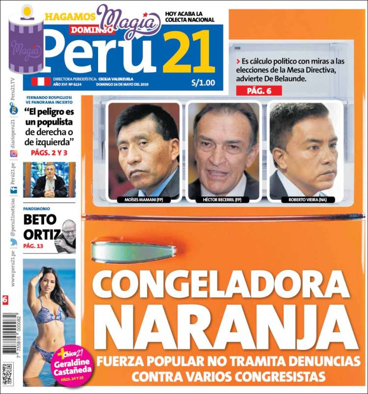 Portada de Perú 21 (Perú)