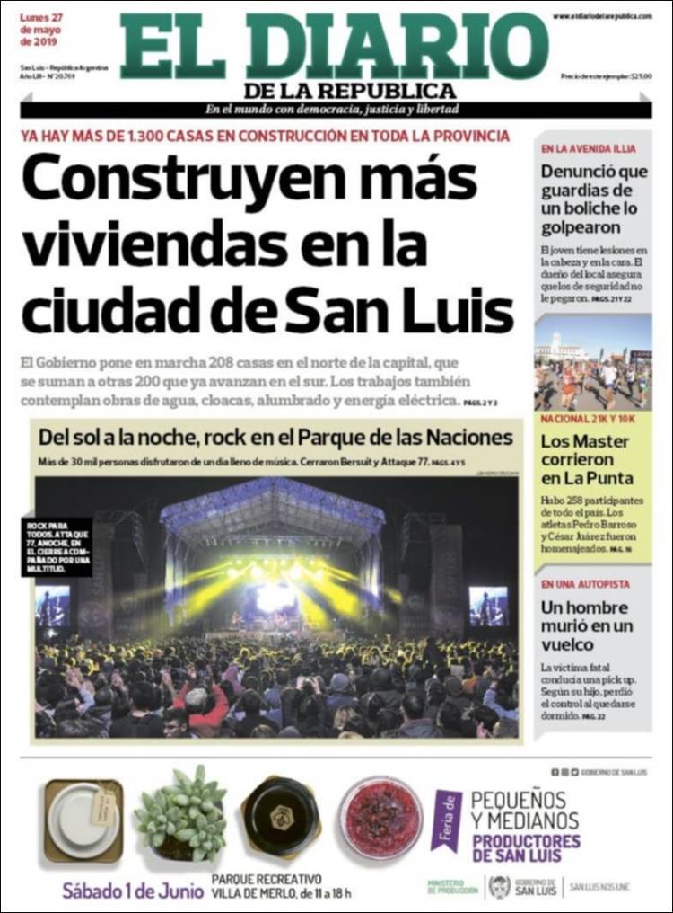 Portada de Diario de la República (Argentina)
