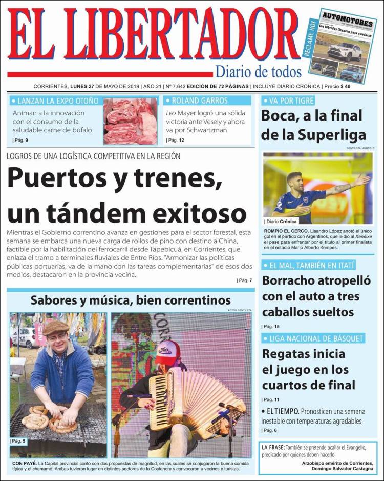 Portada de Diario El Libertador (Argentina)