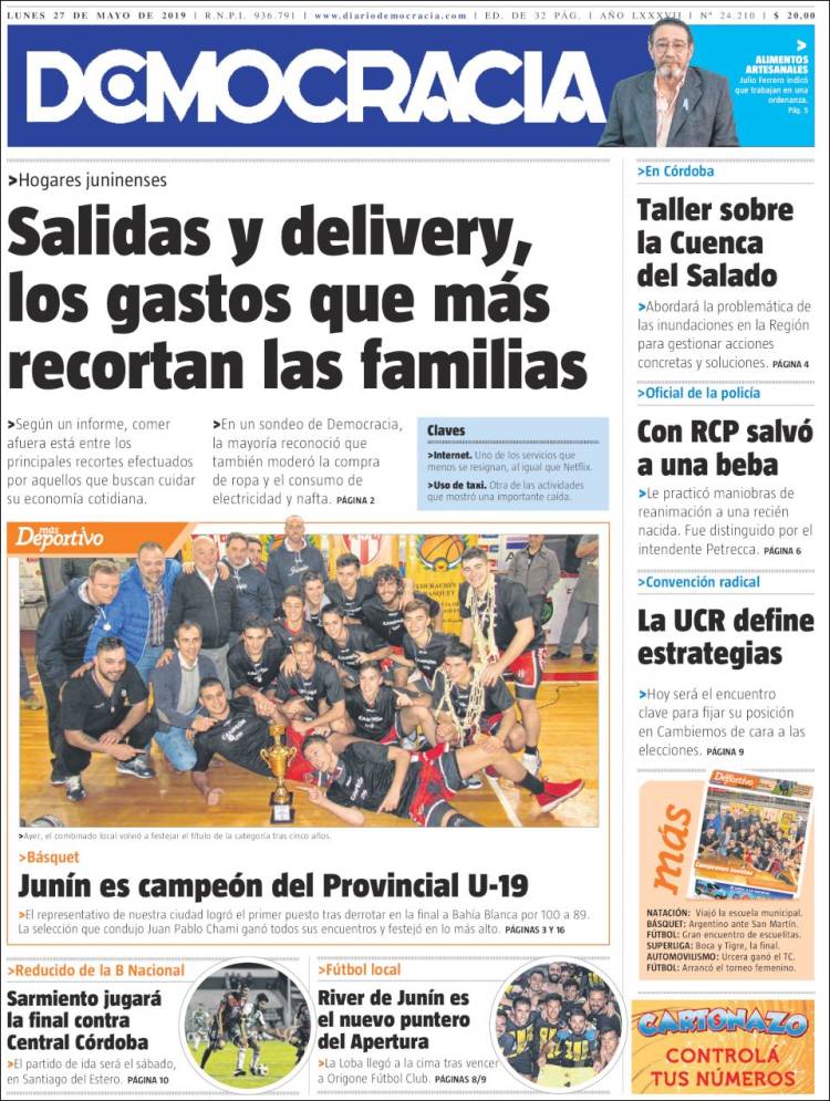 Portada de Diario Democracia (Argentina)