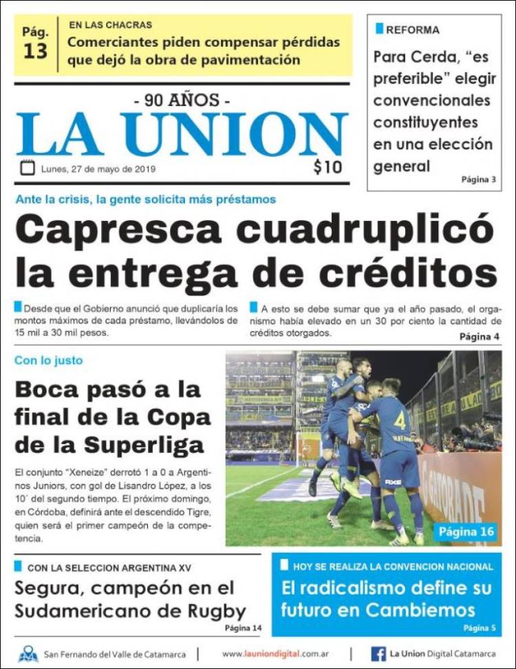 Portada de La Unión (Argentina)