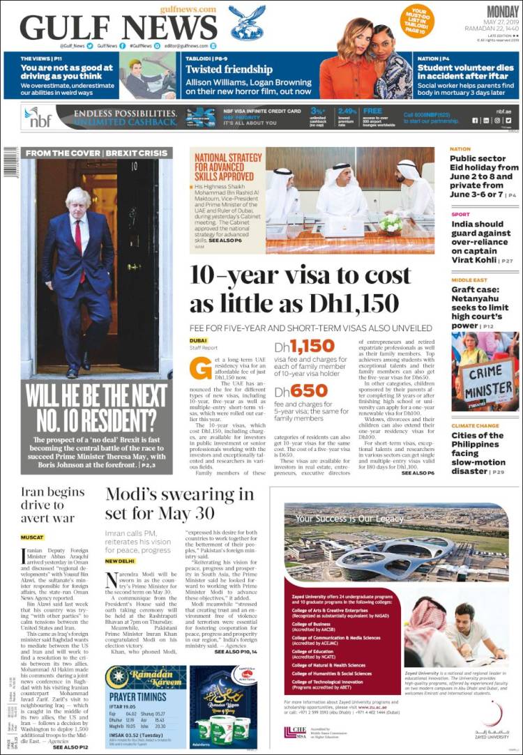 Portada de Gulf News (Asie-Pacifique)