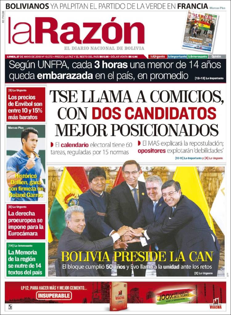 Portada de La Razón (Bolivia)