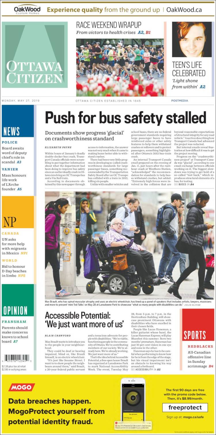 Portada de Ottawa Citizen (Canadá)